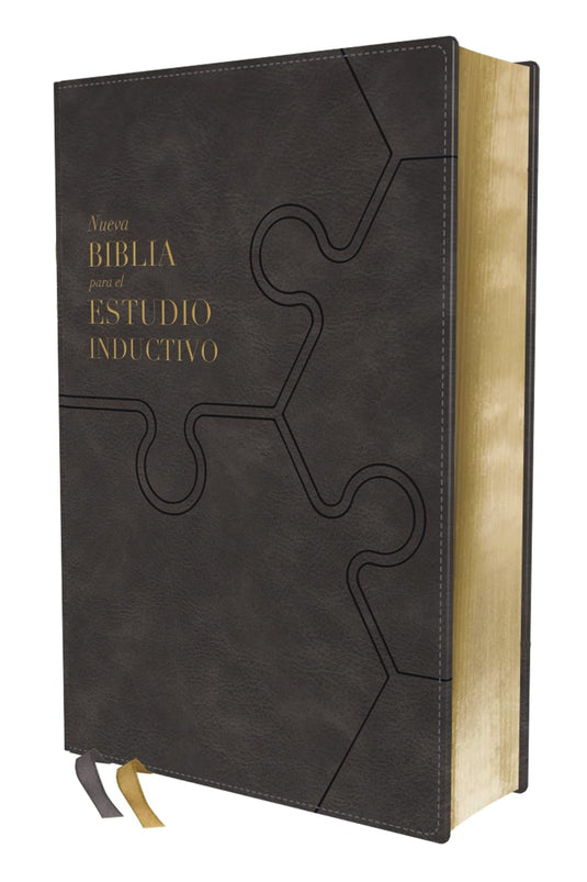 Biblia para el estudio inductivo NBLA, Interior a dos colores, imitación piel gris