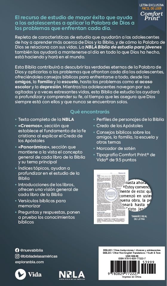 Cargue la imagen en el visor de la galería, Biblia de Estudio para Jóvenes NBLA, Tapa dura, Comfort Print
