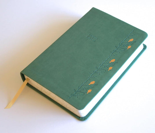Biblia RVR 1960, Tamaño Manual, Letra Gigante, símil piel verde pájaros