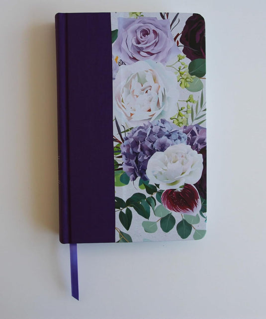 Biblia ultrafina RVR 1960, Letra Grande, Tamaño Manual, con índice, Tapa dura/ tela morada con flores