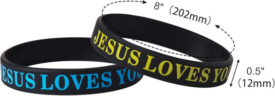 Pulsera de goma Negra JESUS LOVES YOU (Color Variado)