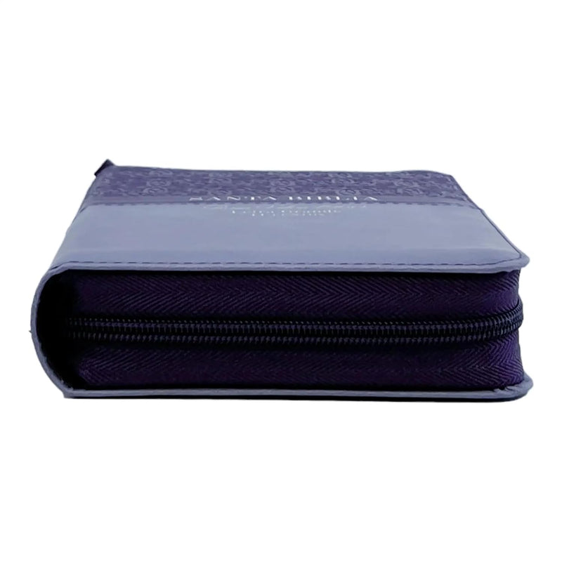 Cargue la imagen en el visor de la galería, Biblia RVR 1960, Tamaño portátil, Cierre zíper, con índice, Letra Grande, imitación piel tonos lila
