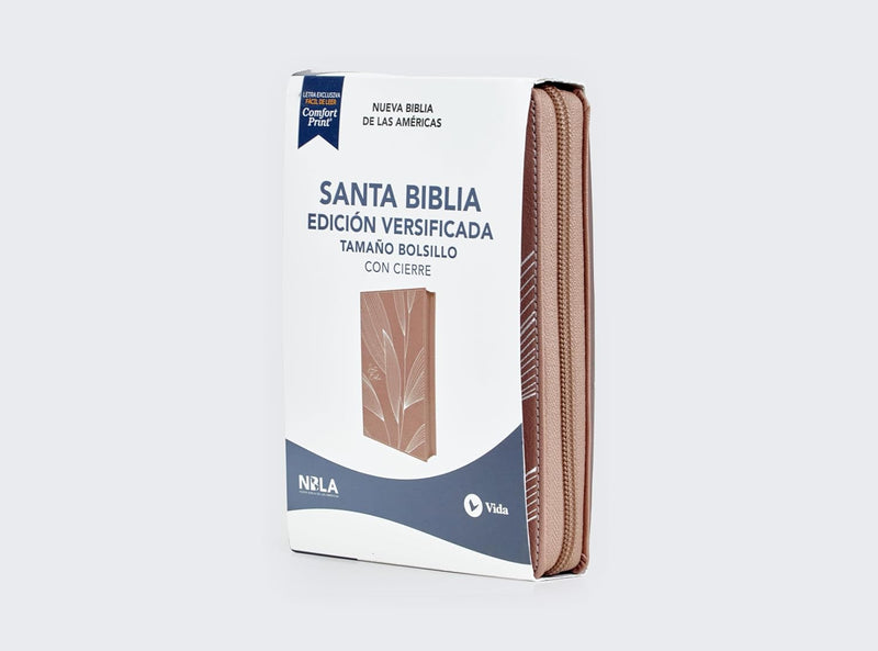 Cargue la imagen en el visor de la galería, Biblia de Bolsillo NBLA, Cierre zíper, imitación piel oro rosa
