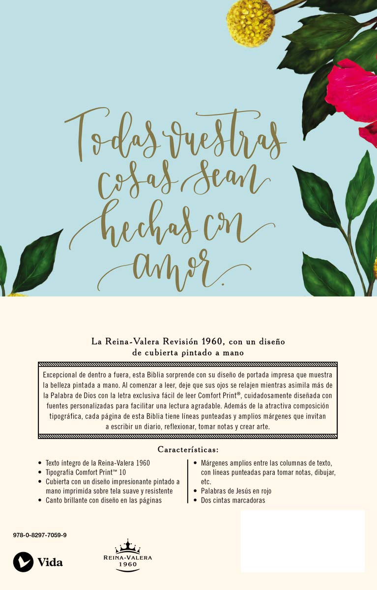 Cargue la imagen en el visor de la galería, Biblia RVR 1960 Artística Ilustrada, tapa dura/tela floral
