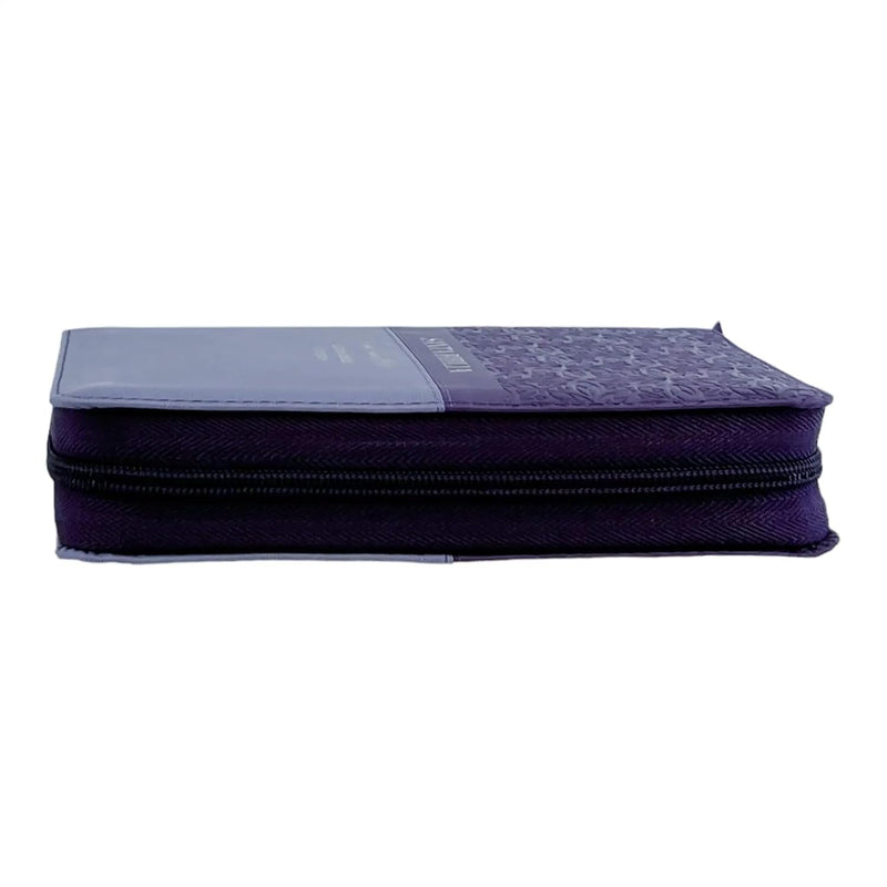 Cargue la imagen en el visor de la galería, Biblia RVR 1960, Tamaño portátil, Cierre zíper, con índice, Letra Grande, imitación piel tonos lila
