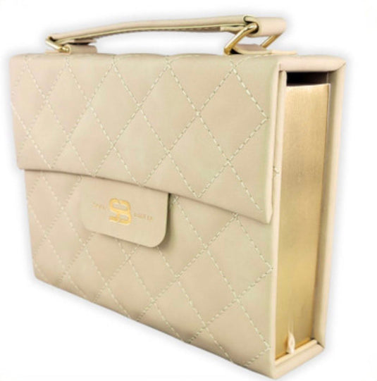 Biblia cartera RV1960 con broche magnético, imitación piel beige