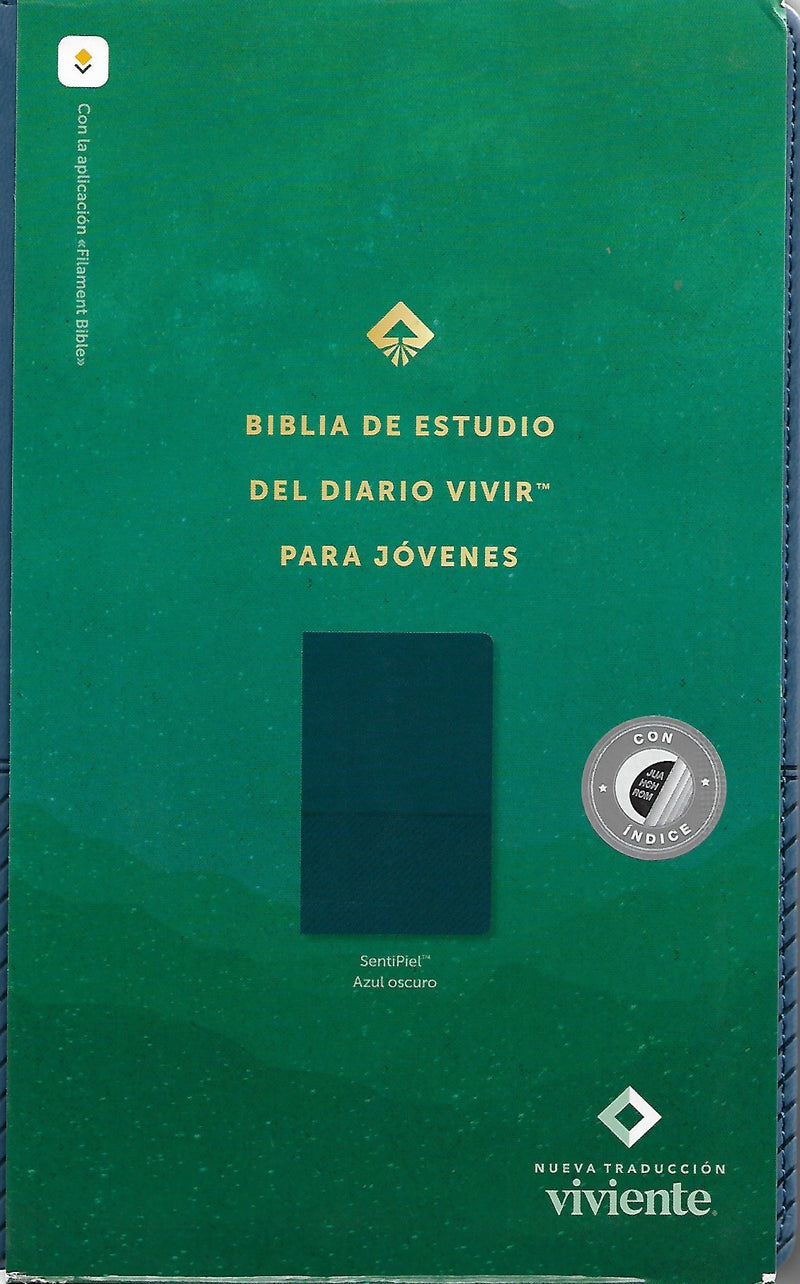 Cargue la imagen en el visor de la galería, Biblia de estudio del Diario Vivir para jóvenes NTV con Filament, con índice, Sentipiel azul
