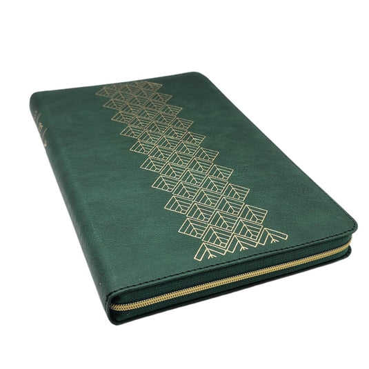 Biblia ultrafina NTV, con Filament, Cierre zíper, imitación piel verde esmeralda