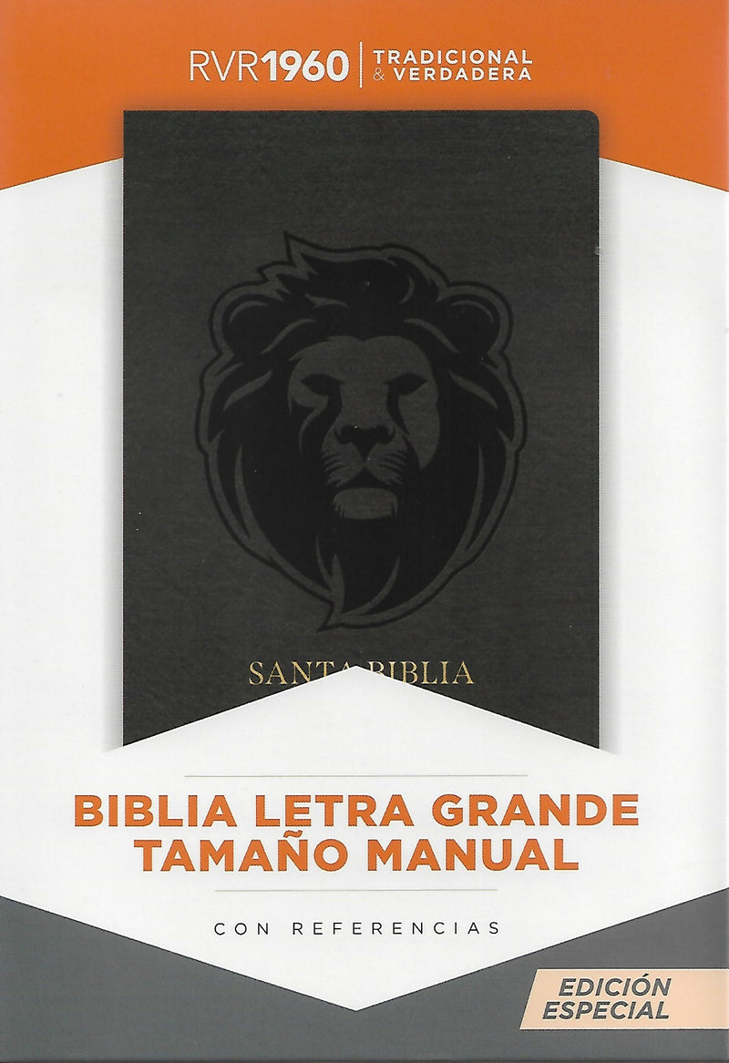 Cargue la imagen en el visor de la galería, Biblia RVR 1960, Letra Grande, Tamaño Manual, edición especial, león ceniza
