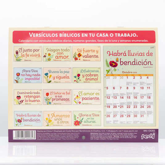 Calendario de pared Pechi 2026 Fe y esperanza
