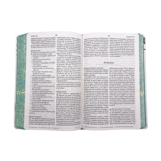 Biblia RVR 1960, Letra Grande, Tamaño Manual, tapa dura blanca flores