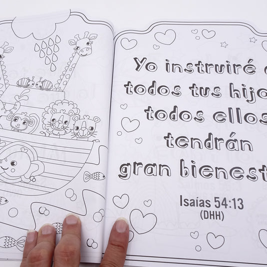 Colorea la Biblia - Animales y versículos bíblicos con pegatinas