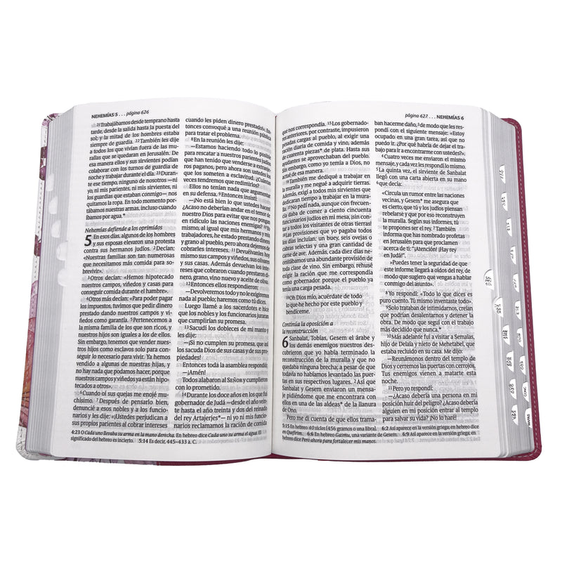 Cargue la imagen en el visor de la galería, Santa Biblia NTV, Edición personal, Letra Grande, con índice, imitación piel rosa flores
