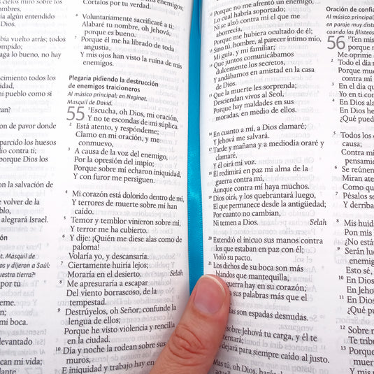 Biblia RVR 1960, Letra Grande, Tamaño Manual, símil piel azul