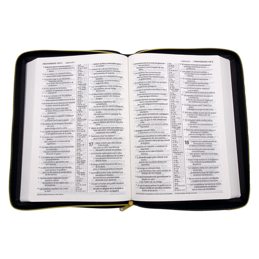 Santa Biblia NTV, con zíper, con referencias, Letra Grande, imitación piel negro