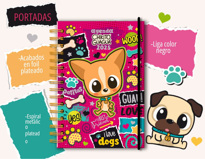 Agenda espiral Chikito GuaGua 2025 (fucsia)