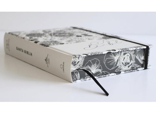 Biblia de Apuntes RVR 1960, Tapa dura blanca con negro con flores