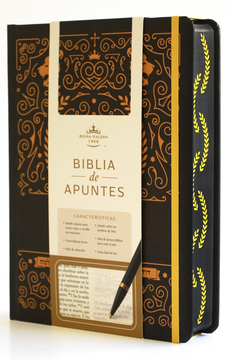 Cargue la imagen en el visor de la galería, Biblia de Apuntes RVR 1960, Tapa dura negra con oro
