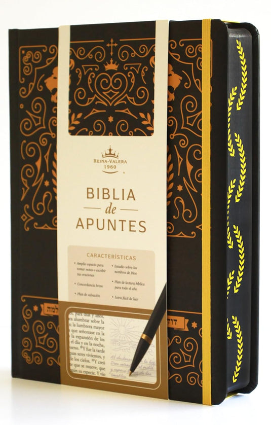 Biblia de Apuntes RVR 1960, Tapa dura negra con oro