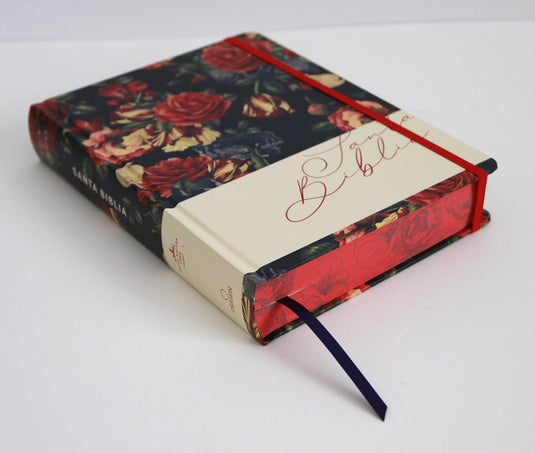 Biblia de Apuntes RVR 1960, Tapa dura azul oscuro con flores