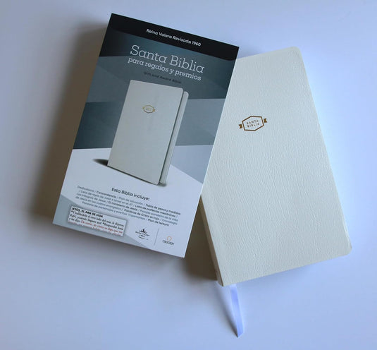 Biblia RVR 1960 para regalos y premios, imitación piel blanca