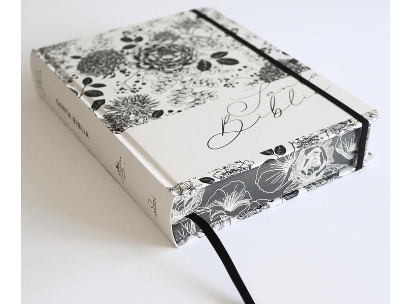 Cargue la imagen en el visor de la galería, Biblia de Apuntes RVR 1960, Tapa dura blanca con negro con flores
