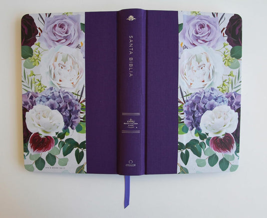 Biblia ultrafina RVR 1960, Letra Grande, Tamaño Manual, con índice, Tapa dura/ tela morada con flores