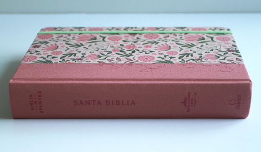 Biblia de apuntes RVR 1960, Tapa dura rosada con flores