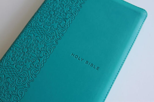 KJV Holy Bible, Large Print, Zipper, Aquamarine Premium Imitation Leather (Biblia en inglés)