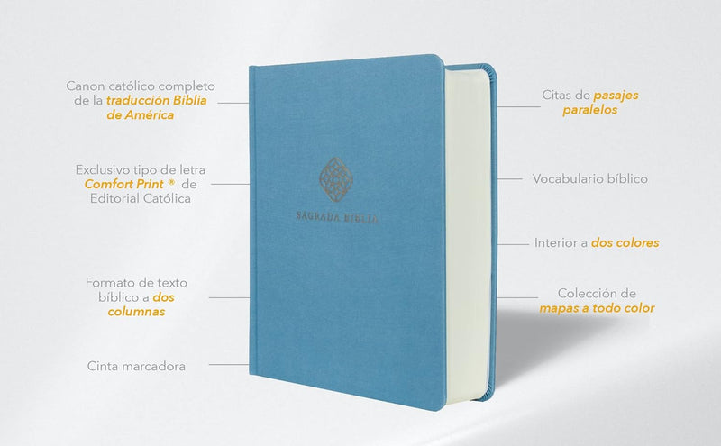 Cargue la imagen en el visor de la galería, Biblia Católica, Edición para Notas, Tapa dura/tela, Azul, Comfort Print
