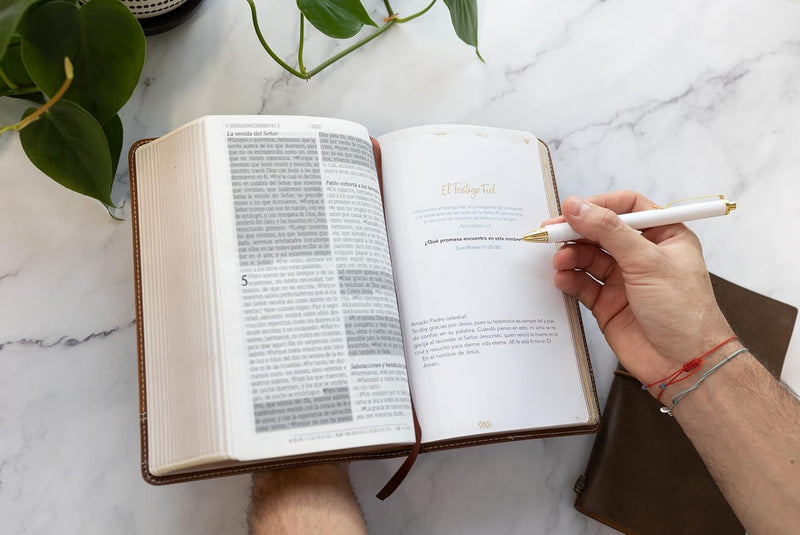 Cargue la imagen en el visor de la galería, Biblia de Promesas RVR 1960, Jesús para todos, Tamaño Manual, Letra Grande, piel especial café
