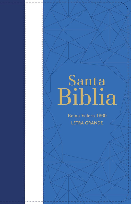 Biblia RVR 1960, Tamaño manual, Cierre zíper, con índice, Letra Grande, imitación piel tonos azules