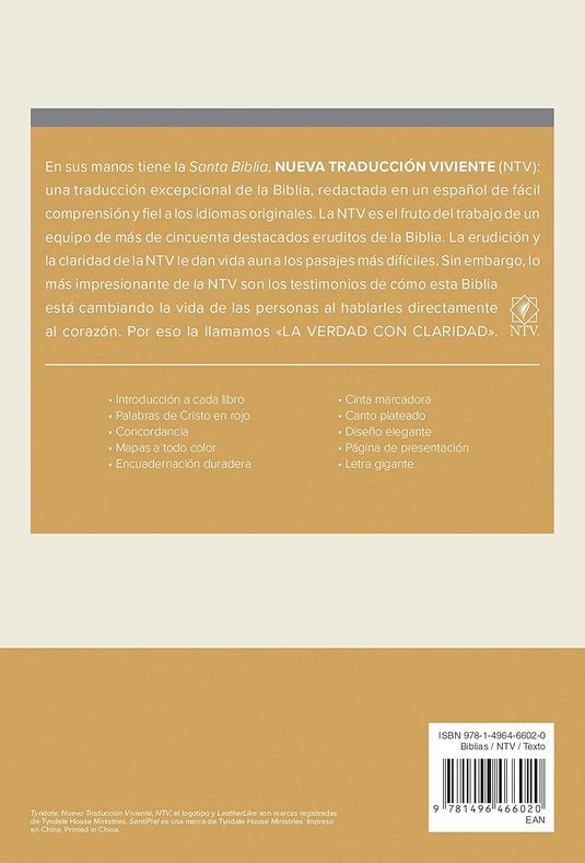 Biblia NTV, Edición manual, Letra Gigante, imitación piel gris