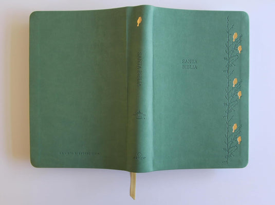 Biblia RVR 1960, Tamaño Manual, Letra Gigante, símil piel verde pájaros