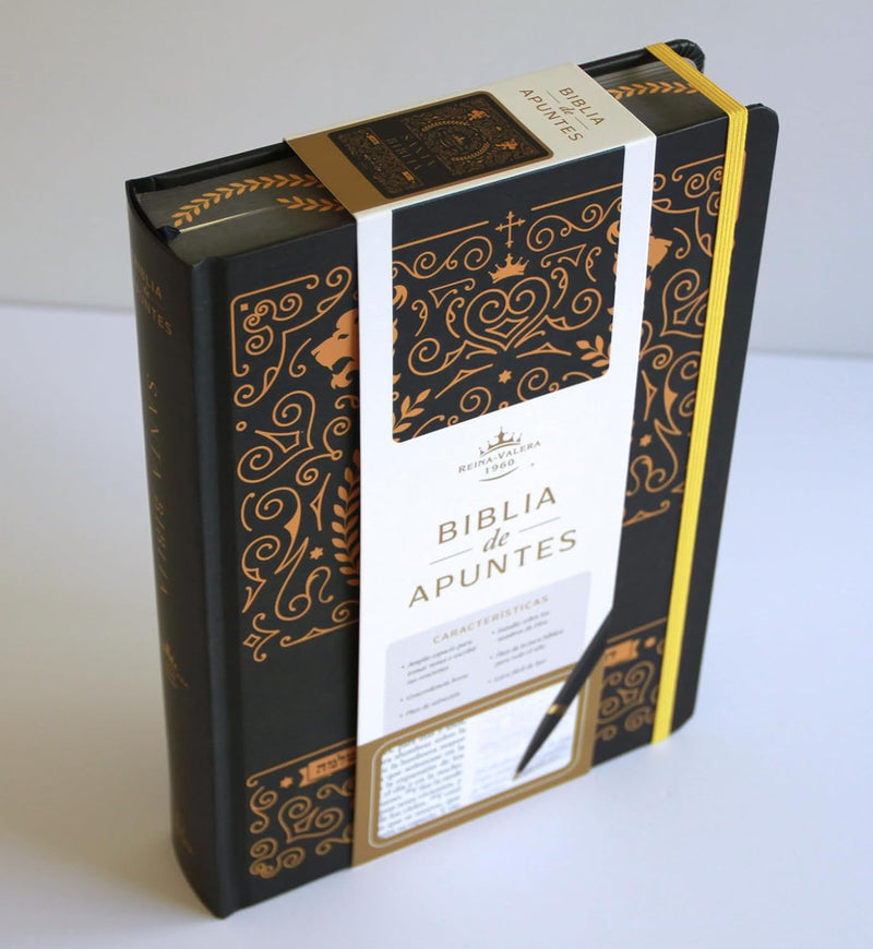 Cargue la imagen en el visor de la galería, Biblia de Apuntes RVR 1960, Tapa dura negra con oro
