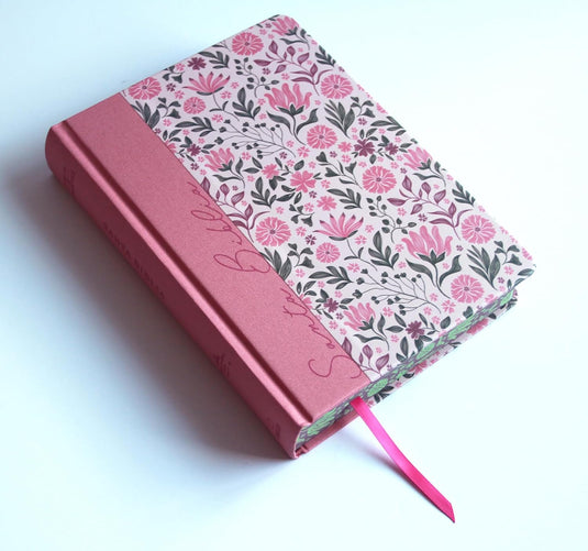 Biblia de apuntes RVR 1960, Tapa dura rosada con flores