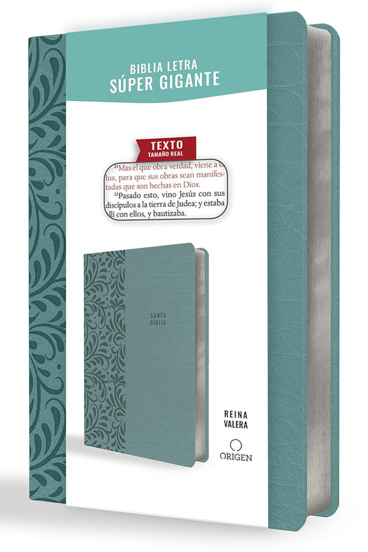 Biblia ultrafina RVR 1909, Letra Súper Gigante, símil piel aquamarine