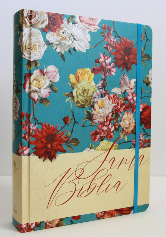 Biblia de Apuntes RVR 1960, Tapa dura azul celeste con flores