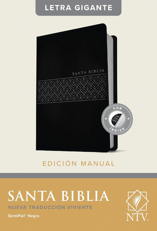 Santa Biblia NTV, Edición manual, Letra Gigante, con Índice, imitación piel negro