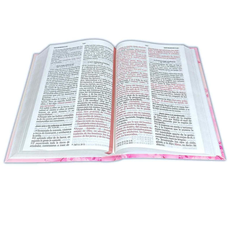 Cargue la imagen en el visor de la galería, Santa Biblia RVR 1960, Tamaño Manual, Letra Grande, i/piel Flores rosas

