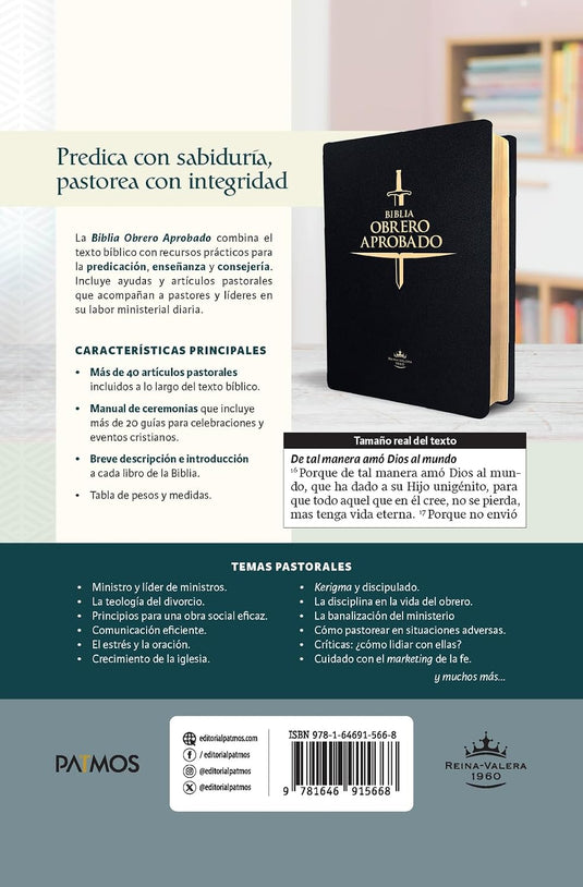 Biblia Obrero Aprobado RVR 1960, imitación piel negro