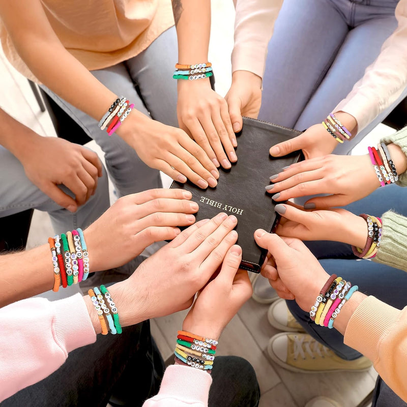 Cargue la imagen en el visor de la galería, Pulsera WWJD elástica (Color Variado)
