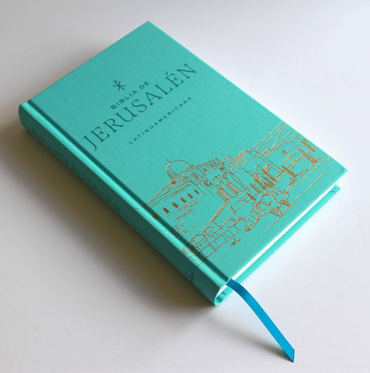 Biblia de Jerusalén Latinoamericana, tapa dura/tela turquesa, edición de regalo