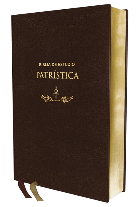Biblia de Estudio Patrística RVR, imitación piel marrón