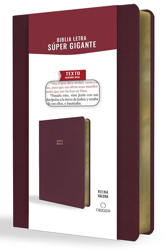 Biblia ultrafina RVR 1909, Letra Súper Gigante, símil piel vino