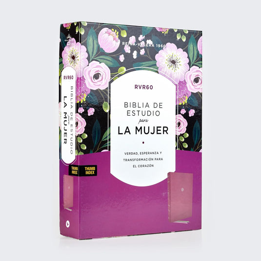 Biblia de estudio para la mujer RVR 1960, Verdad, esperanza y transformación para el corazón, con índice, imitación piel Orquídea