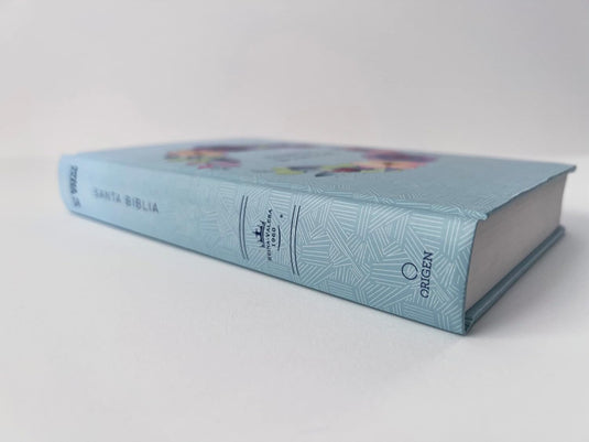 Biblia RVR 1960, Letra Grande, Tamaño Manual, tapa dura celeste flores