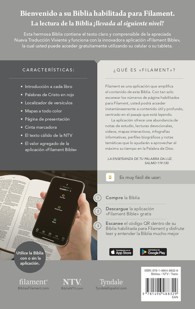 Cargue la imagen en el visor de la galería, Biblia manual NTV, con Filament, Letra Grande, SentiPiel azul oscuro flores
