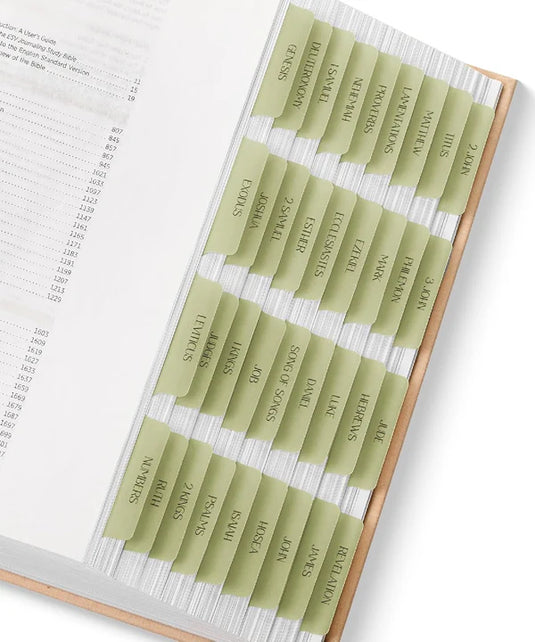 75 etiquetas/ índices para Biblia verde oliva (inglés)