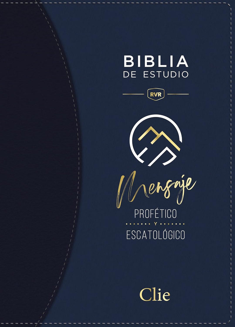 Cargue la imagen en el visor de la galería, Biblia de Estudio del Mensaje Profético y Escatológico RVR, con índice, Leathersoft azul
